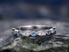 Blue topaz wedding ring 14k white gold diamond ring half eternity art deco marquise matching wedding band bridal anniversary promise ring