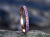 Natural 2mm Round Amethyst wedding ring with center Citrine-solid 14k Rose gold-handmade unique ring-halfeternity-Matching band-Birthstone