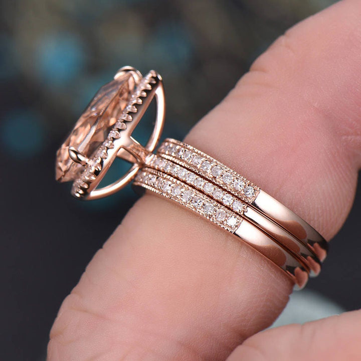Custom order for Jamie Perell(3pc ring set, 14k rose gold, ring size 6.5)