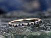 Natural blue sapphire wedding ring band solid 14k rose gold petite diamond ring full eternity tiny stones V Pave 1.2mm matching bridal band
