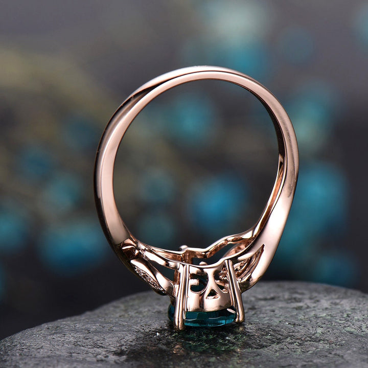 Flower antique Alexandrite ring gold vintage pear cut Alexandrite engagement ring rose gold real diamond June birthstone wedding women ring