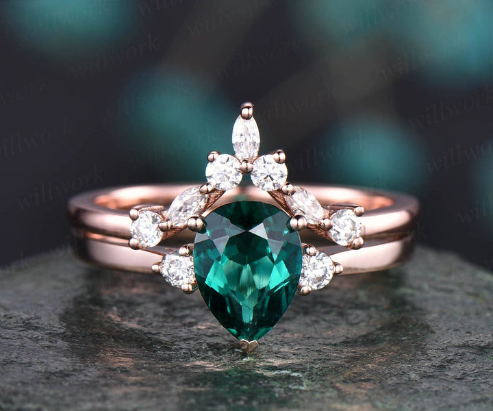 1pc Art deco crown moissanite ring wedding band