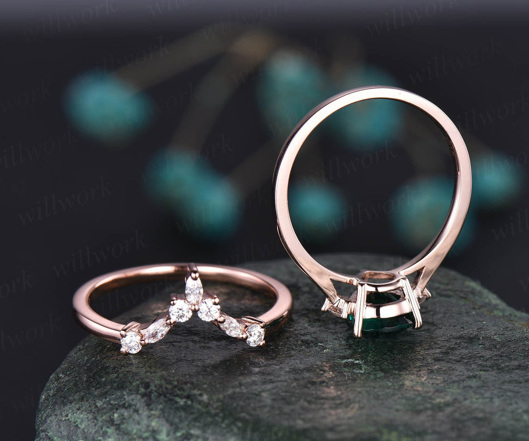 1pc Art deco crown moissanite ring wedding band