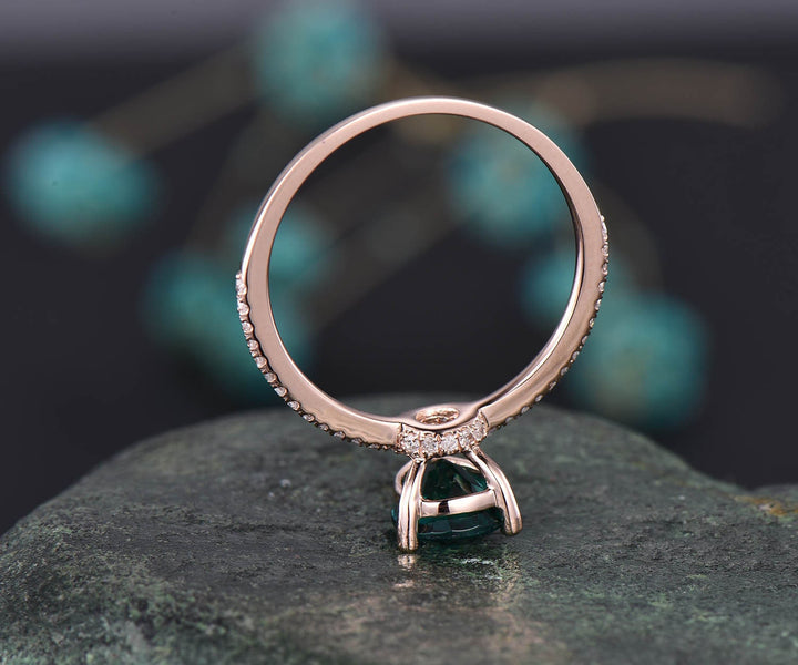 6x8mm pear cut Alexandrite engagement ring rose gold ring Alexandrite ring under diamond ring bridal wedding ring custom jewelry