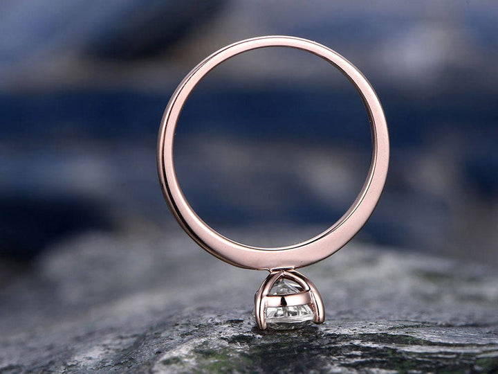 Natural moonstone ring gold vintage solitaire ring pear moonstone engagement ring 14k/18k rose gold June birthstone ring anniversary gift