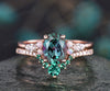 Oval Alexandrite wedding set vintage Alexandrite engagement ring set opal ring set emerald ring set diamond ring set women rose gold ring