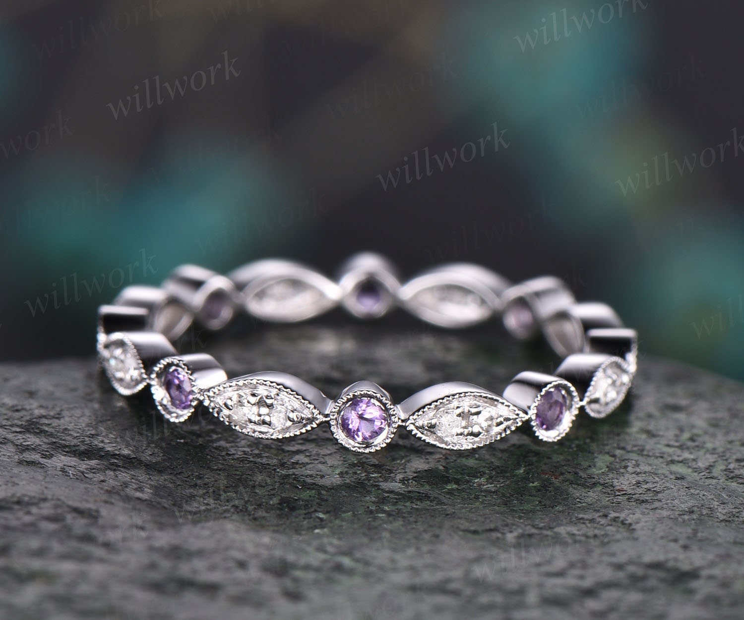 Amethyst eternity ring hot sale yellow gold