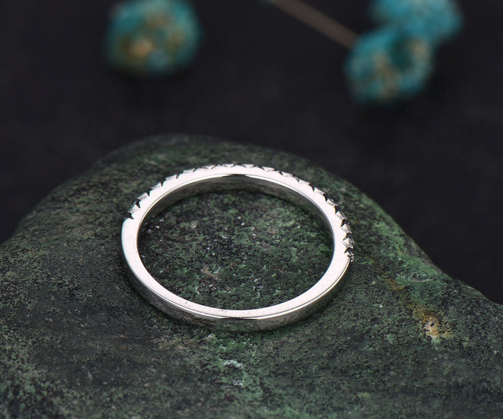 Half eternity Alexandrite wedding band 14k rose gold June birthstone ring dainty ring Alexandrite for women anniversary ring band gift