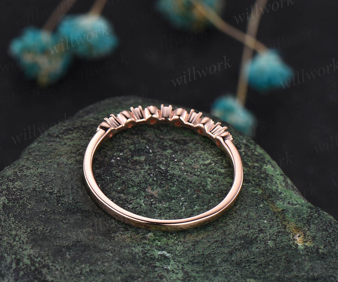 Natural sapphire wedding ring opal wedding band sapphire ring gold opal ring vintage Milgrain wedding ring band bridal anniversary gifts