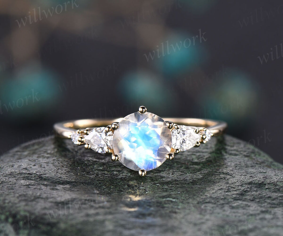 yellow gold moonstone engagement ring