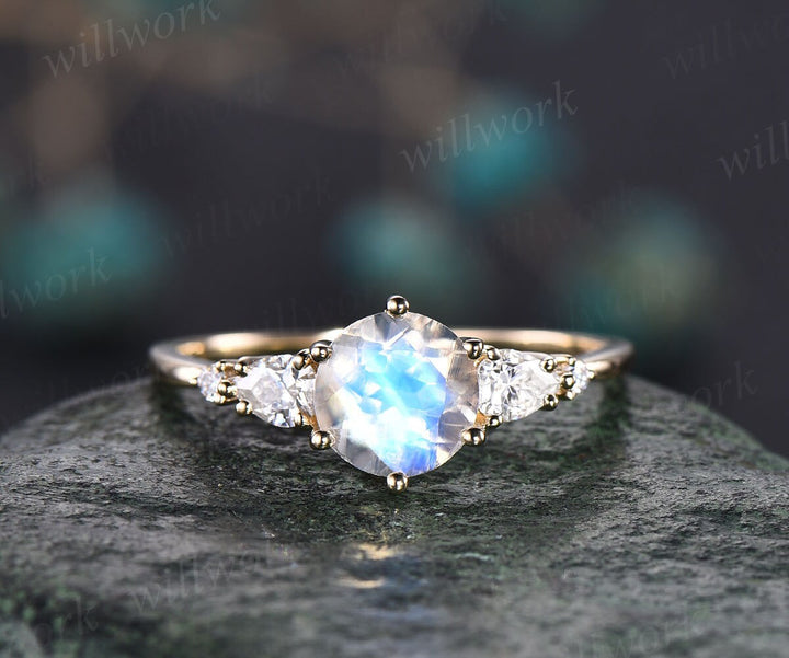 yellow gold moonstone engagement ring