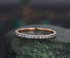 Half eternity Alexandrite wedding band 14k rose gold June birthstone ring dainty ring Alexandrite for women anniversary ring band gift