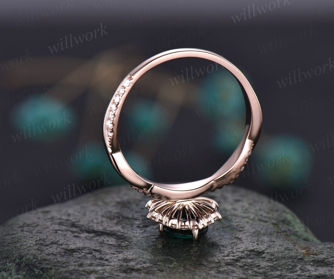 2ct oval cut Moissanite ring rose gold vintage unique engagement ring halo twisted snowdrift diamond bridal promise wedding ring for women