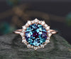 4ct round cut Alexandrite engagement ring solid 14k rose gold snowdrift halo diamond promise anniversary wedding ring for women fine jewelry