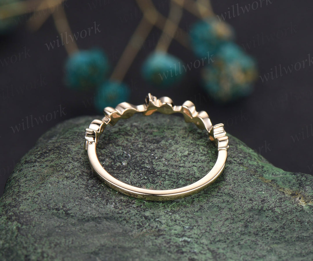 Vintage London blue topaz wedding band unique half eternity diamond wedding ring band dainty anniversary ring women graduation gift jewelry