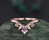 Curved opal wedding band solid 14k rose gold vintage snowdrift amethyst moissanite wedding ring band women stacking anniversary ring gift