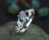 READY TO SHIP: Twig Cushion Cut Alexandrite Engagement Ring - 14k White Gold - Ring Size: 10 US