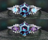 Vintage Hexagon Alexandrite engagement ring 14k white gold pear moonstone amethyst ring women unique Personalized wedding bridal ring gift