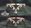 Nature inspired leaf pear moss agate alexandrite wedding band 14k yellow gold art deco vintage wedding ring band anniversary ring women gift
