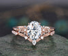 Oval Cut IGI Lab Grown Diamond Engagement Ring Leaf Floral Nature Inspired Bridal Wedding Ring Set
