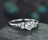 Unique round cut IGI Lab grown diamond engagement ring solid 14k white gold 6 prong cluster snowdrift diamond promise wedding ring women gift