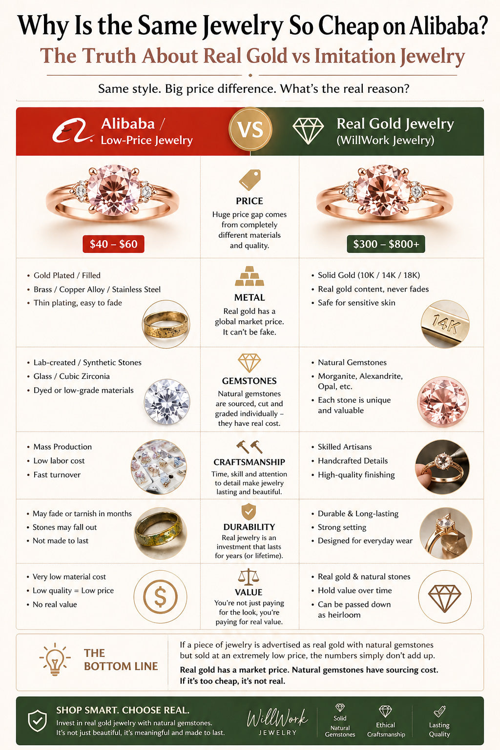 Why Is the Same Jewelry So Cheap on Alibaba? The Truth About Alibaba vs Real Gold Jewelry