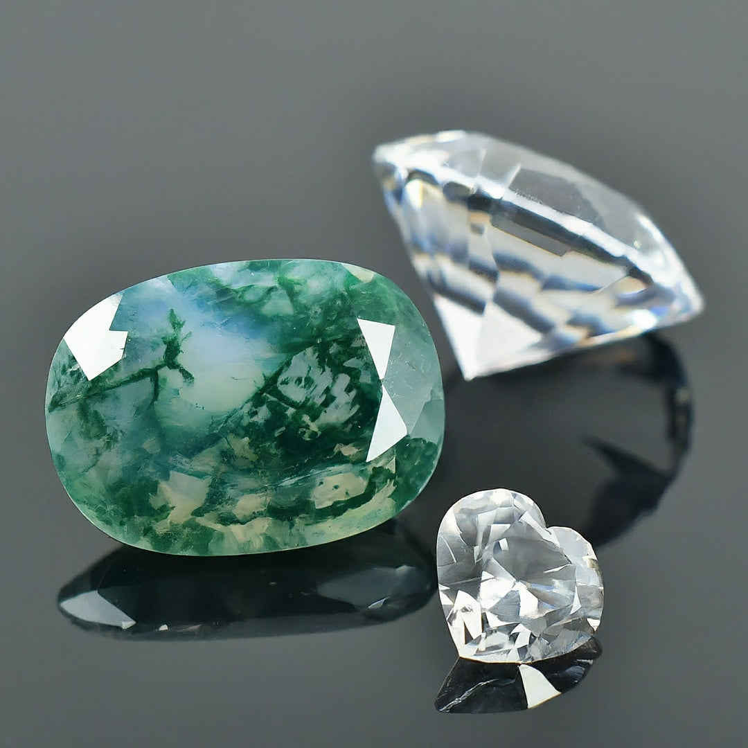 Navigating Engagement Ring Gemstone Choices With Emerald, Moss Agate, or Diamond