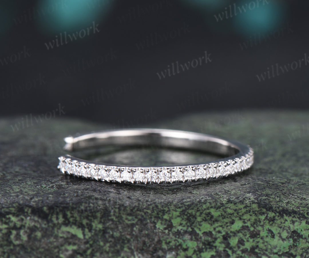 Open Gap Diamond Wedding Band Full Eternity Stacking Ring Dainty Matching Band