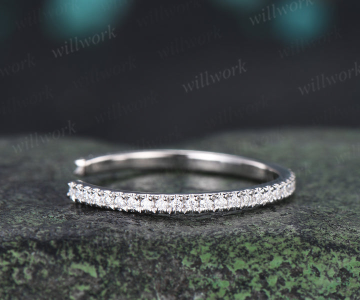Open Gap Diamond Wedding Band Full Eternity Stacking Ring Dainty Matching Band