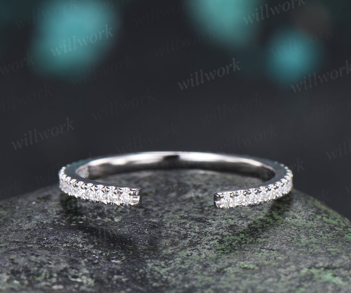 Open Gap Diamond Wedding Band Full Eternity Stacking Ring Dainty Matching Band