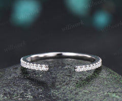 Open Gap Diamond Wedding Band Full Eternity Stacking Ring Dainty Matching Band