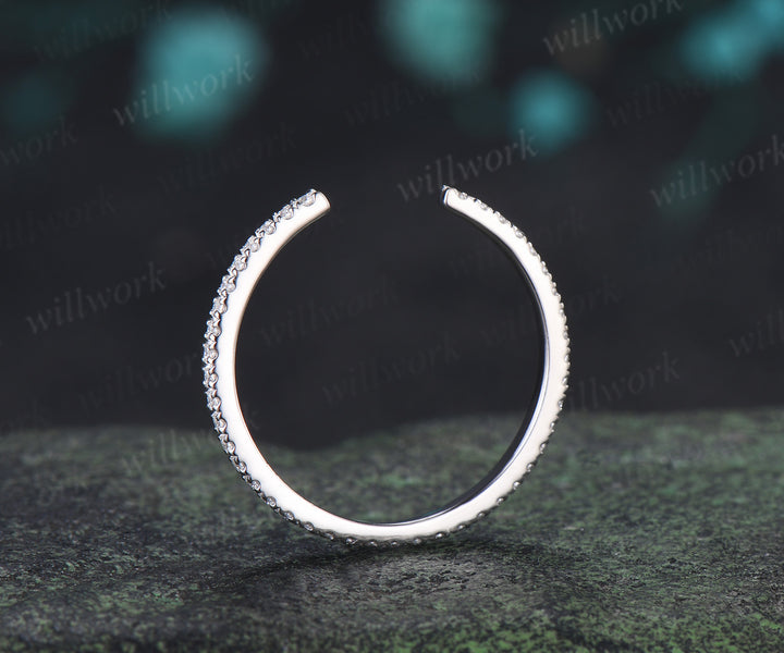 Open Gap Diamond Wedding Band Full Eternity Stacking Ring Dainty Matching Band