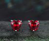 Heart Cut Ruby Stud Earrings Unique July Birthstone Solitaire Earrings 14k white Gold Red Gemstone Pierced Earrings Women