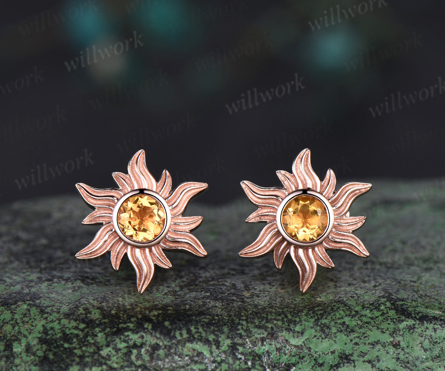 Raw Citrine and Sun outlet - EARRINGS