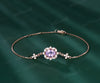 14K Real Rose Gold Oval Lavender Amethyst & Diamond Chain Bracelets Dainty Simple Genuine Gemstone Crystal Charm Wedding Bracelet for Bridal