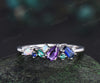 Unique pear amethyst ring white gold cluster Baguette cut sapphire ring women dainty Multi-Stone Ring opal wedding band gemstone anniversary ring gift