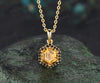 Hexagon cut yellow citrine necklace 14k yellow gold halo black spinel pendant Crystal gemstone dainty anniversary gift for women