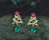 Christmas Tree Pear-cut Emerald Earrings Round Ruby Moissanite Earrings