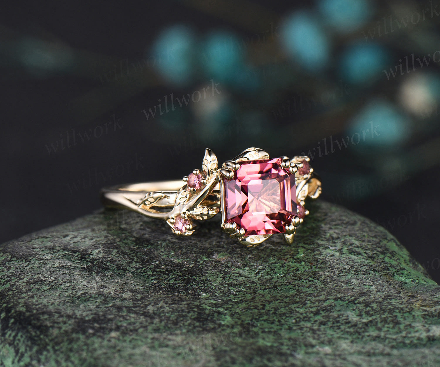 Pink outlet and Green Tourmaline Ring Size 10 1/4