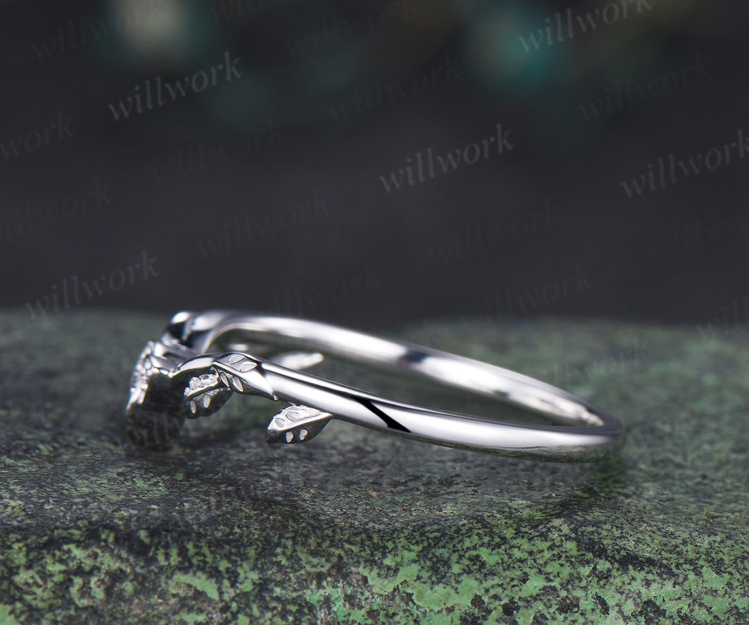 Celtic knot leaf alexandrite wedding band vintage trinity curved matching stacking band