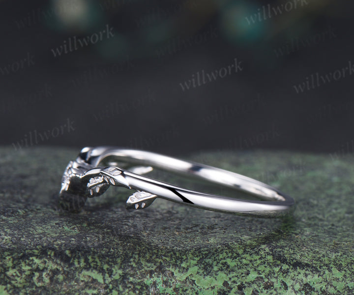 Celtic knot leaf alexandrite wedding band vintage trinity curved matching stacking band