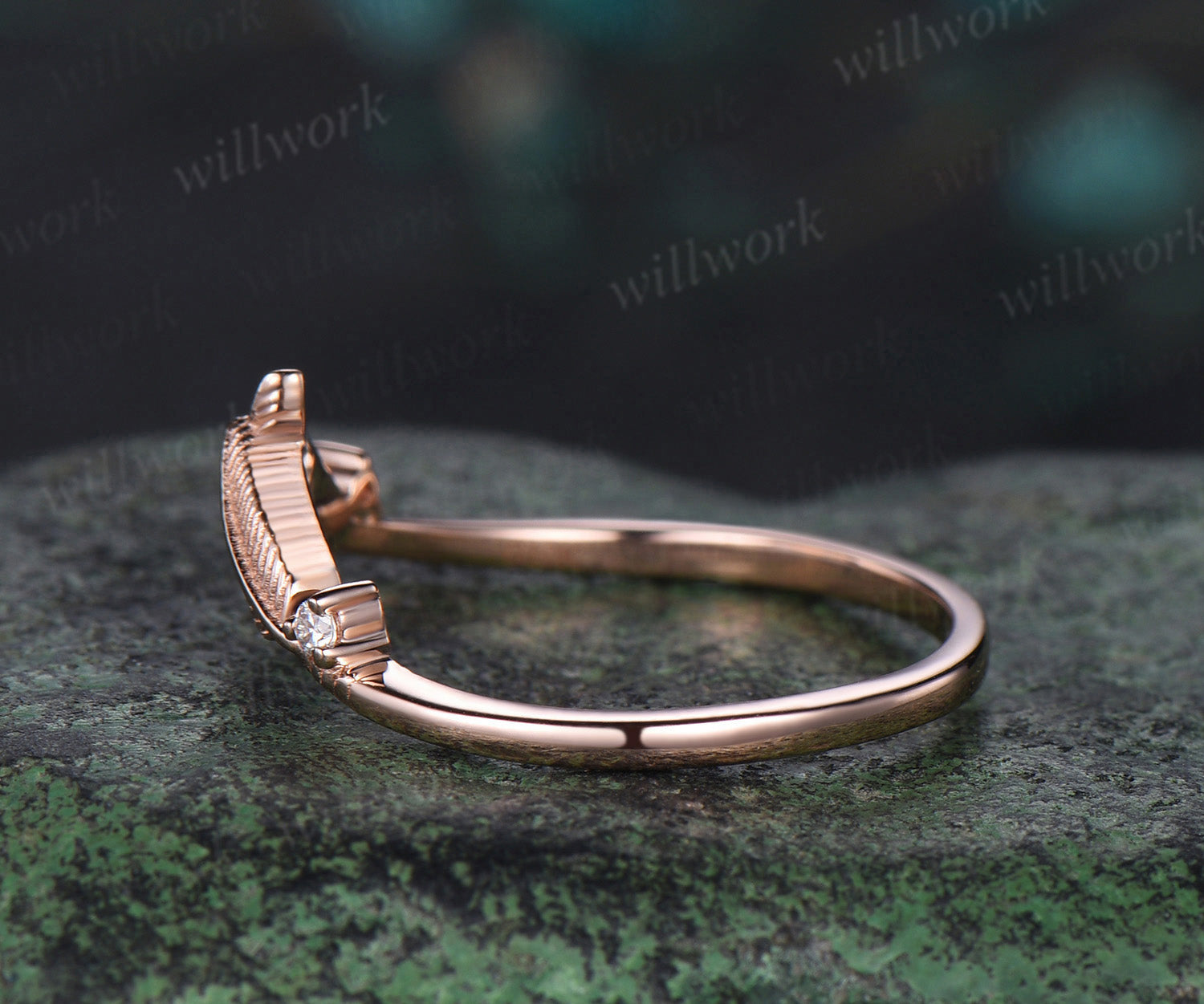 Vintage wedding band, women band, rose gold shops band, bridal matching ring, curved s