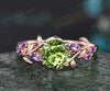 READY TO SHIP: Round Natural Peridot Engagement Ring - 10K Rose Gold - Ring Size:8.5 US