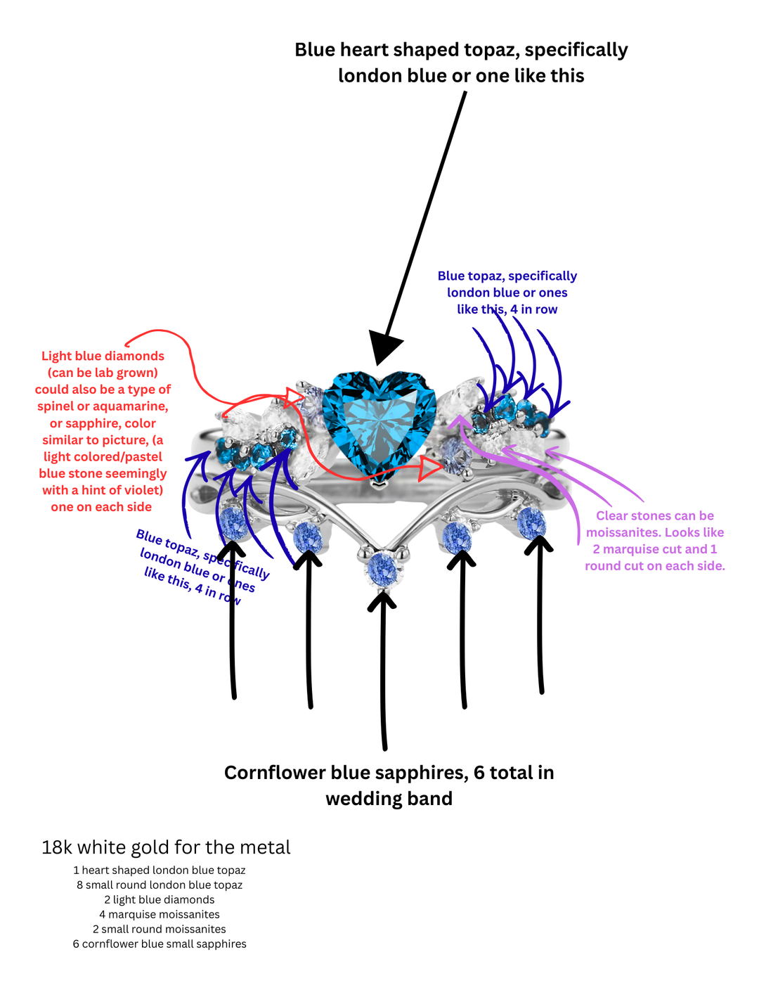 Custom order for Alexis Askew(2pc ring set, 14k white gold, ring size 5.5)