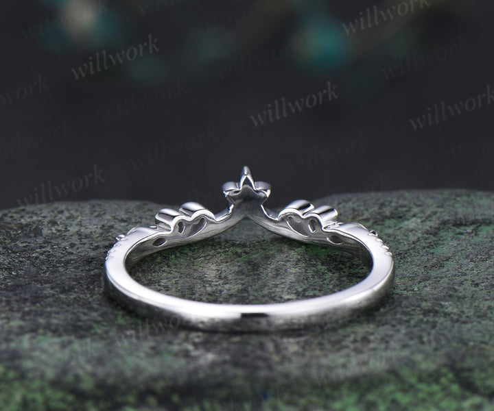 Vintage floral moissanite wedding dand curved filigree full eternity band solid 10k/14k/18k matching band stackable bridal ring