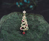 Christmas Tree Brooch Round Ruby Emerald Lapel Pin Pave Moissanie Jewelry Xmas Gift for Women