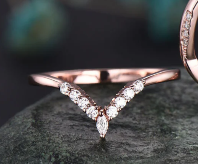 Moissanite ring set vintage rose gold pear shaped moissanite engagement ring set halo unique engagement ring twisted wedding ring women gift