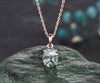 READY TO SHIP: Oval Moss Agate Necklace - Silver Rose Plated