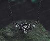 Floral moss agate necklace round cut green moss agate leaf twig bold black gold pendant necklace wedding anniversary gifts