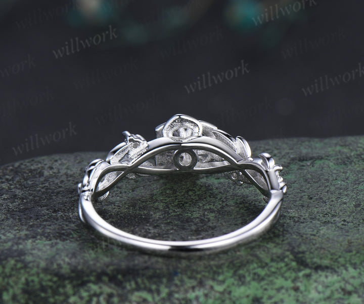 Dainty rose flower diamond ring twig vines nature inspired engagement ring minimalistsolid white gold five stone promise ring